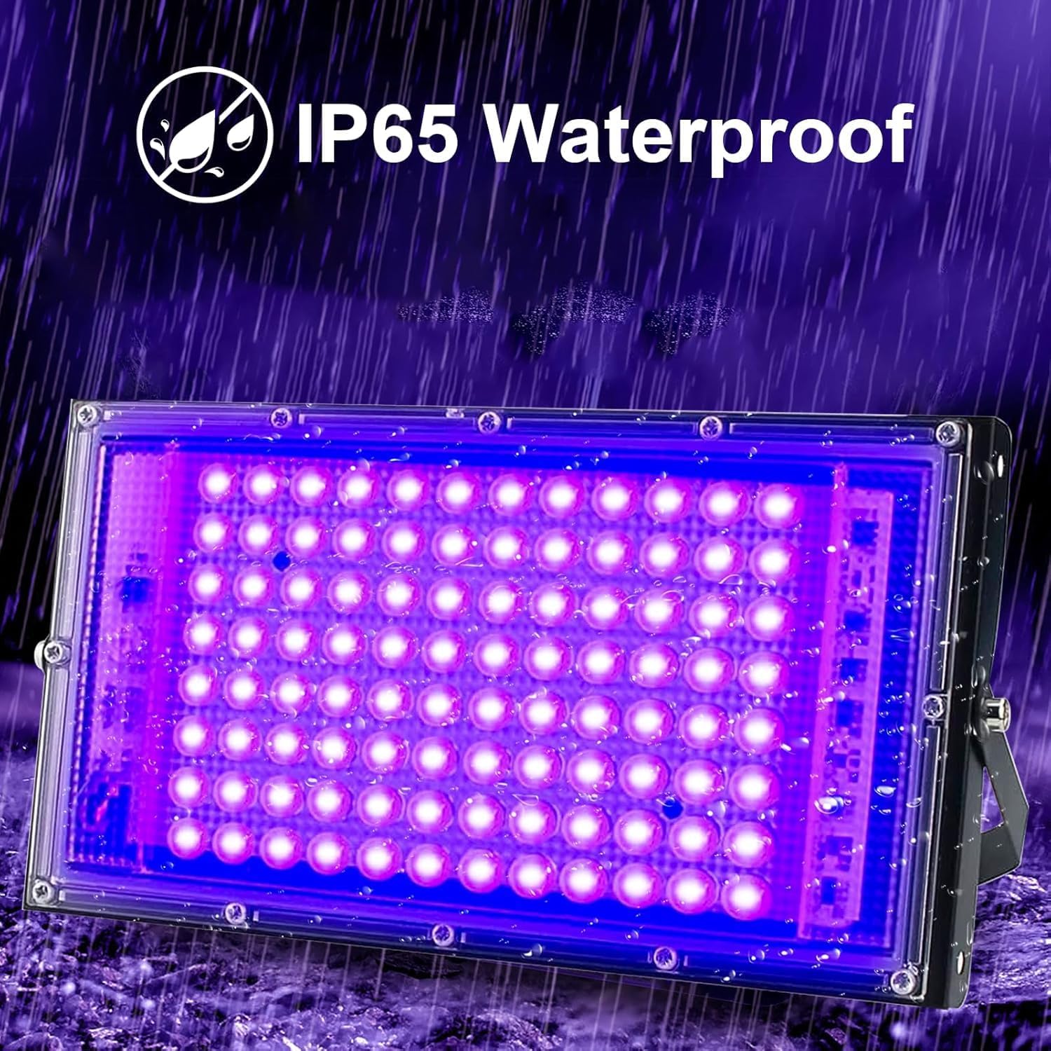 Indmird two-pack 100W UV LED black lights, die-cast aluminum with adjustable stands - 4