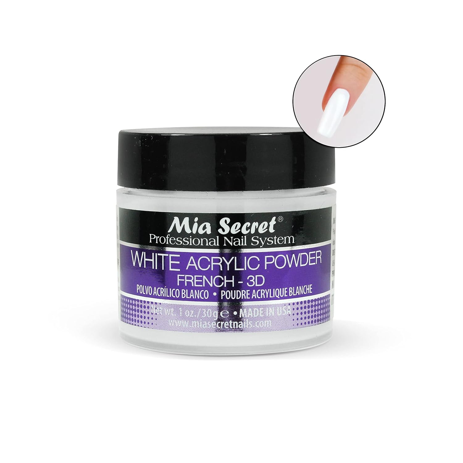 Mia Secret 3D white acrylic powder 1oz jar - 2