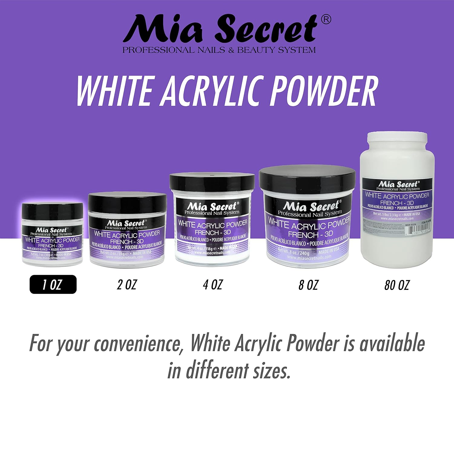 Mia Secret 3D white acrylic powder 1oz jar - 3