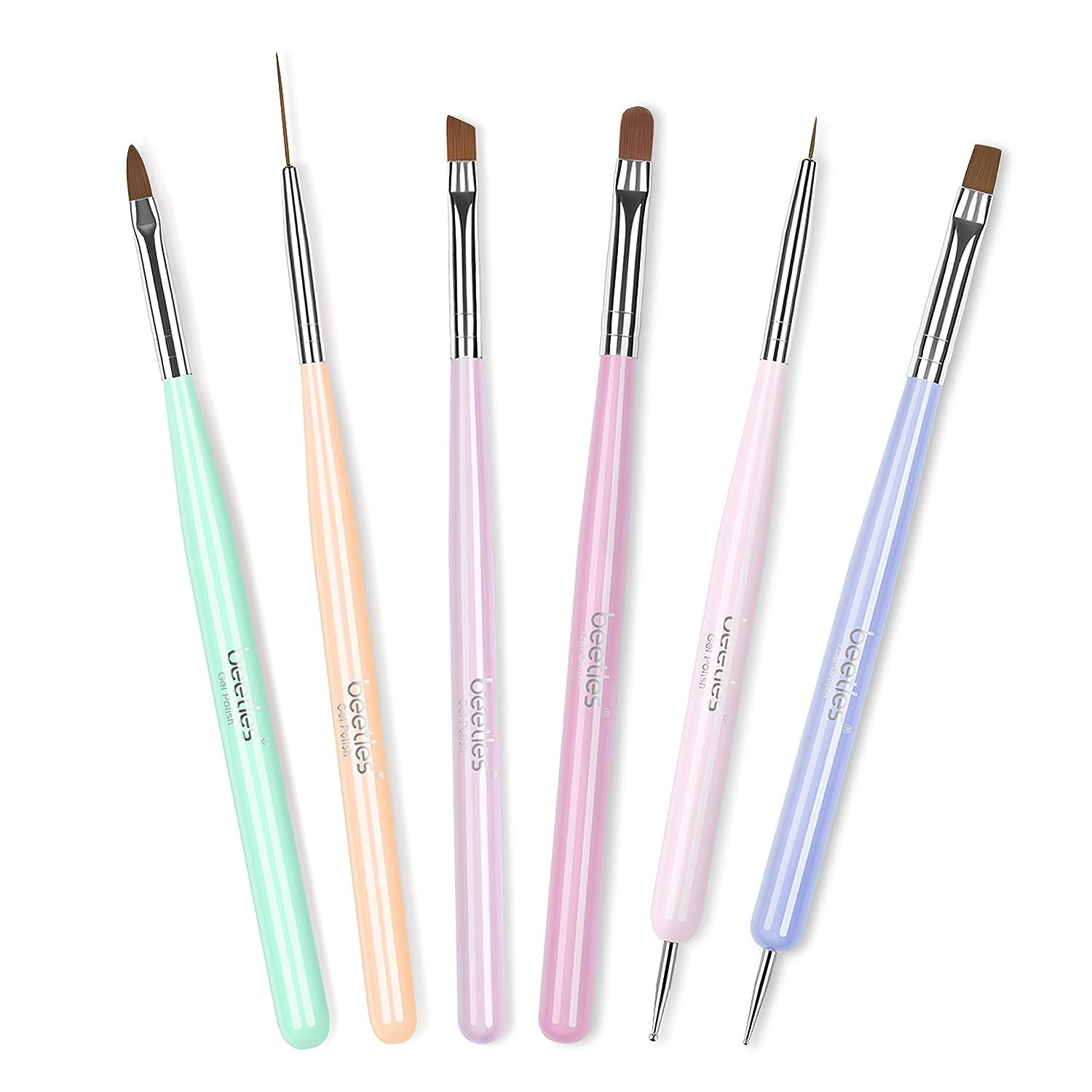6-piece gel nail brushes for detailed nail art