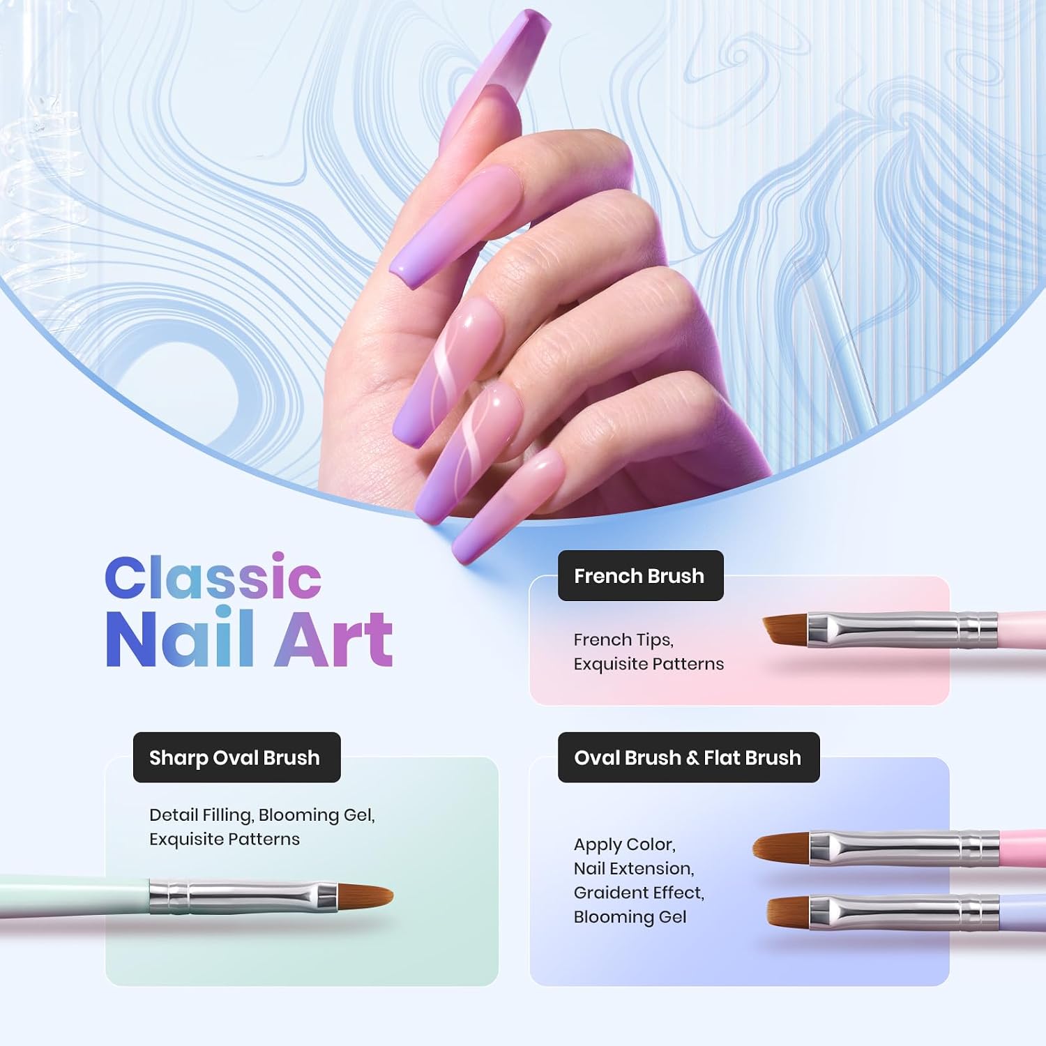 Beetles Gel Polish 6-piece gel nail brushes set - 3
