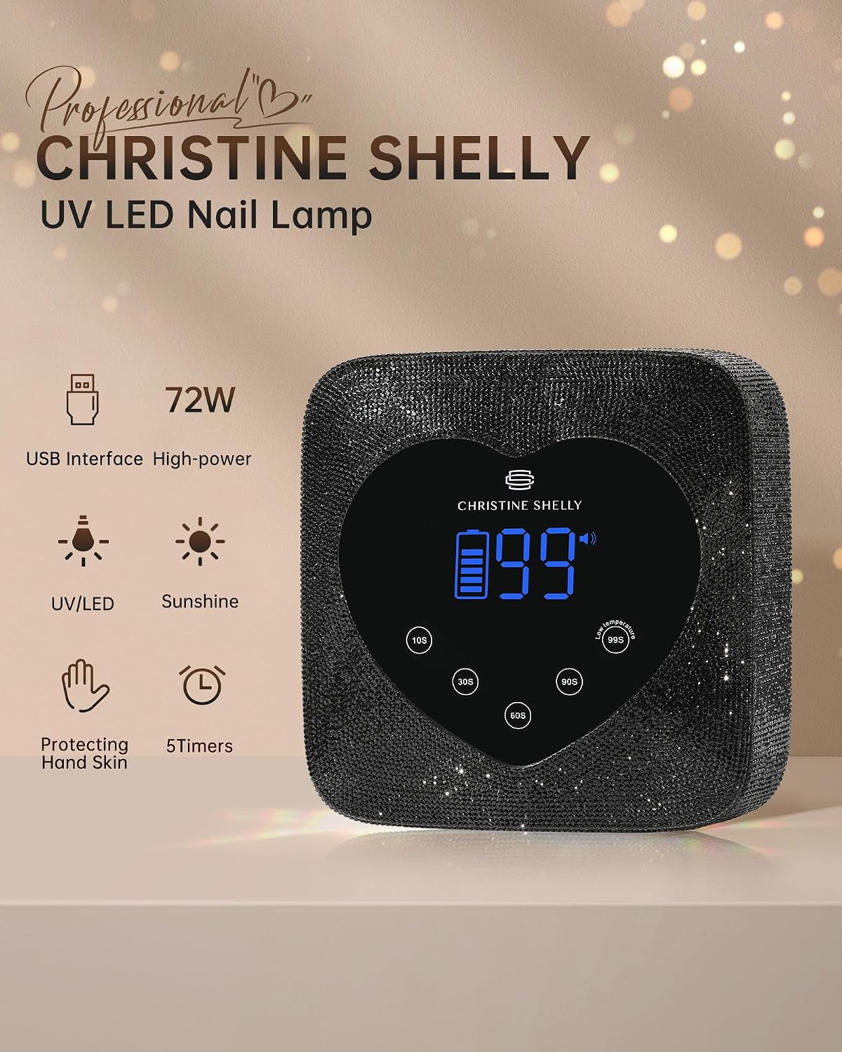 72W Rechargeable UV LED Nail Lamp for Fast Cures