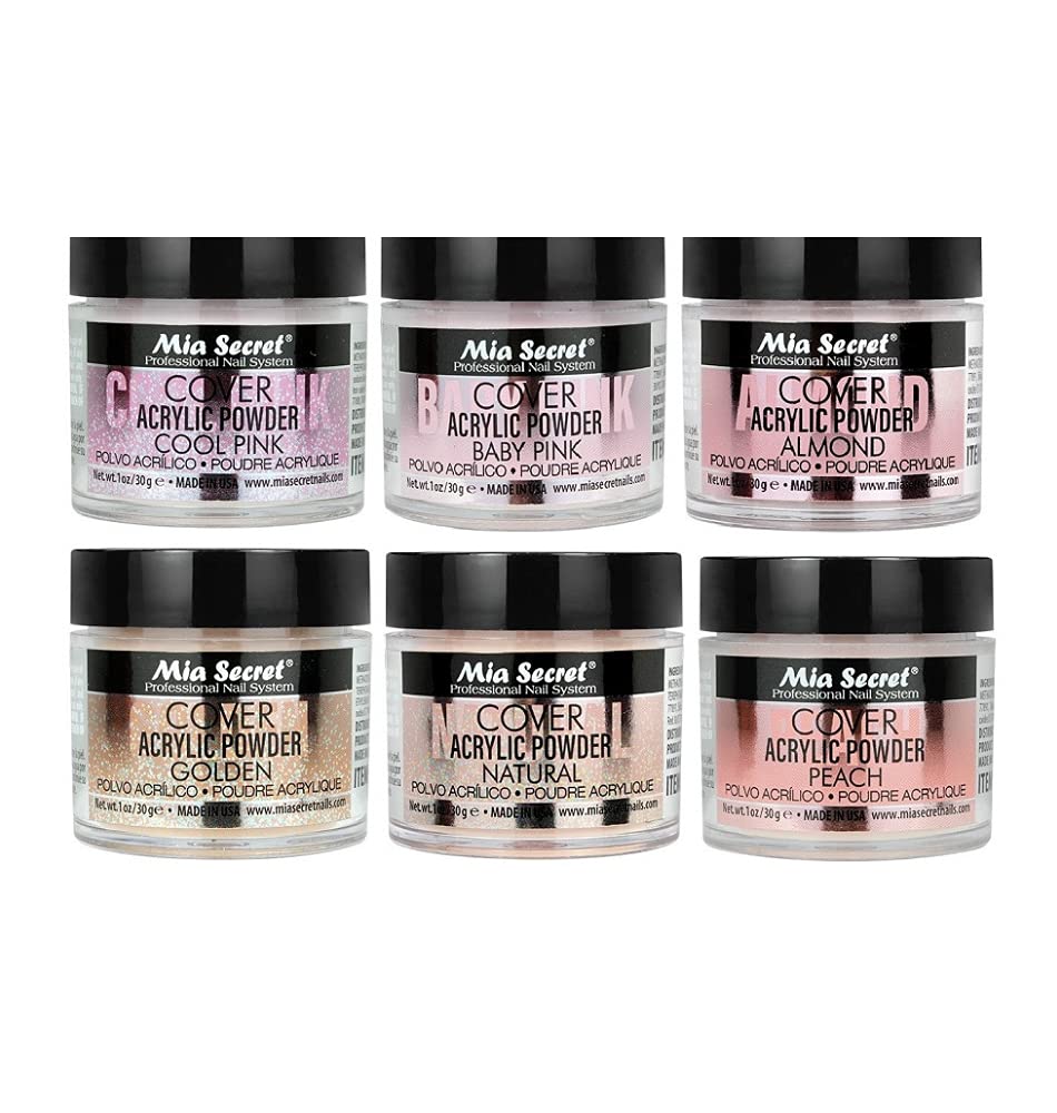 Acrylic Powder Cover Set — 6 Salon Shades, 1 oz Jars