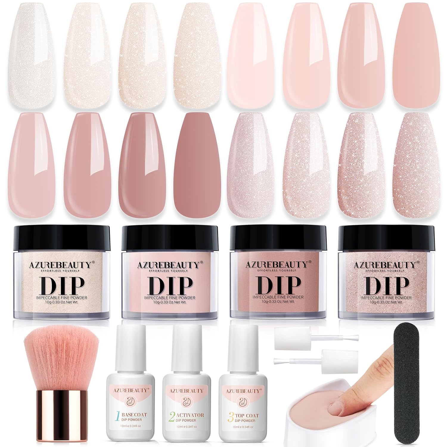 Dip Powder Nail Kit Starter — 4 Nude & Glitter Colors