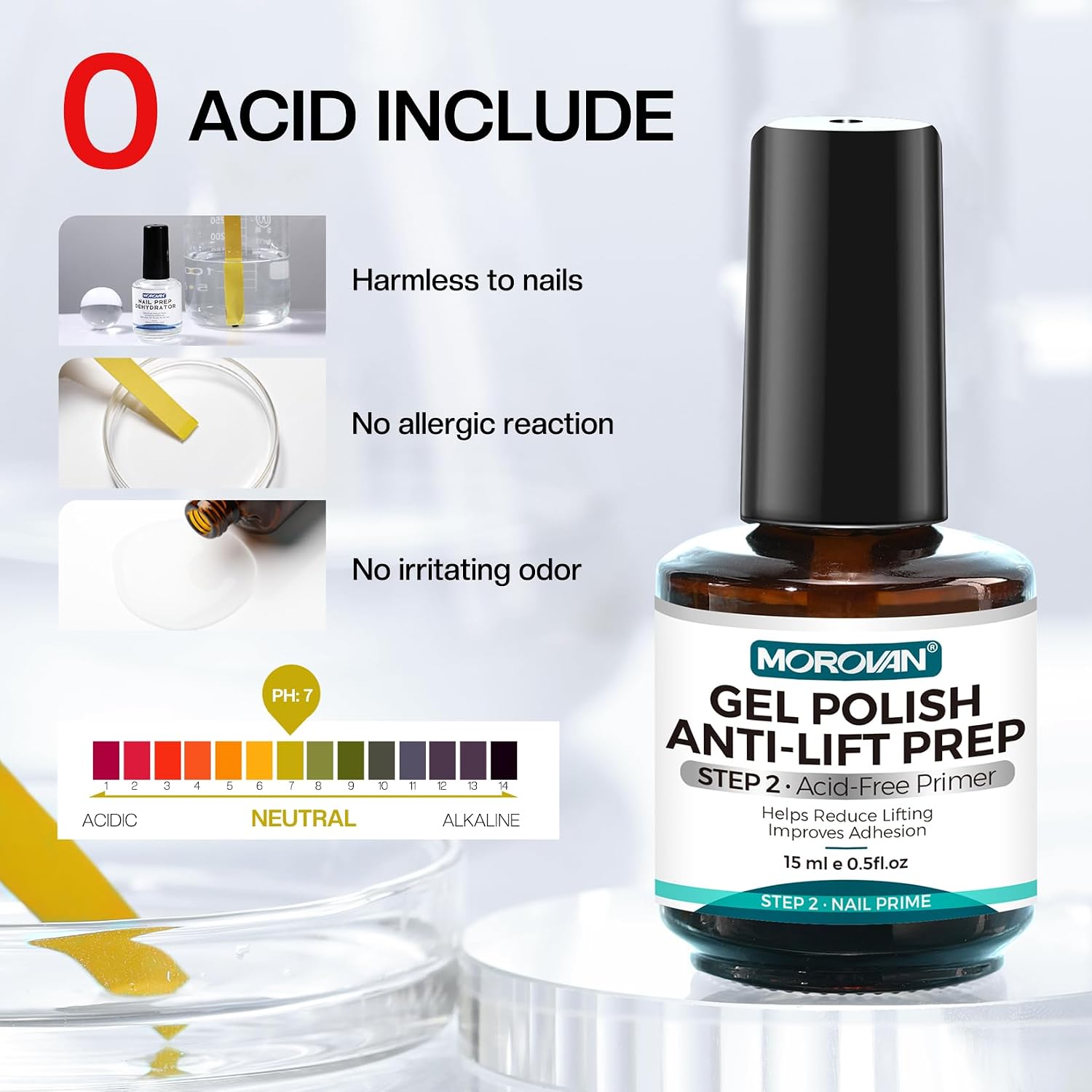 Morovan gel nail primer and dehydrator kit 15ml - 3