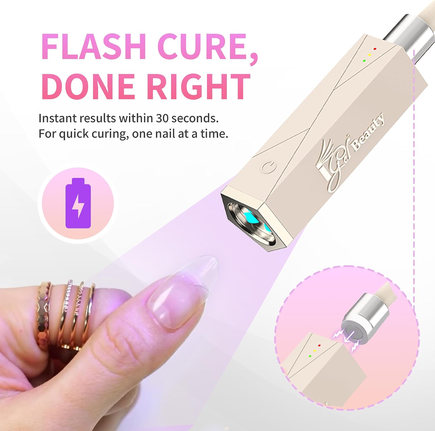 Compact cordless LED nail lamp with flexible neck and heavy base - 2