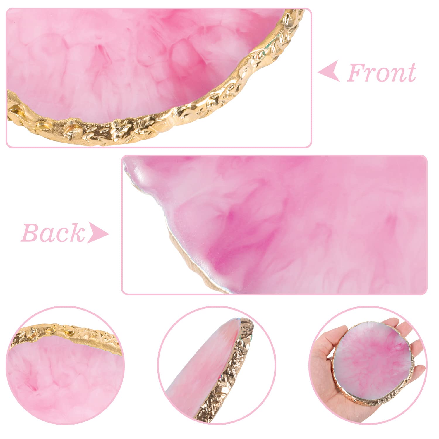 Pink resin nail palette with five double-ended nail brushes - 4