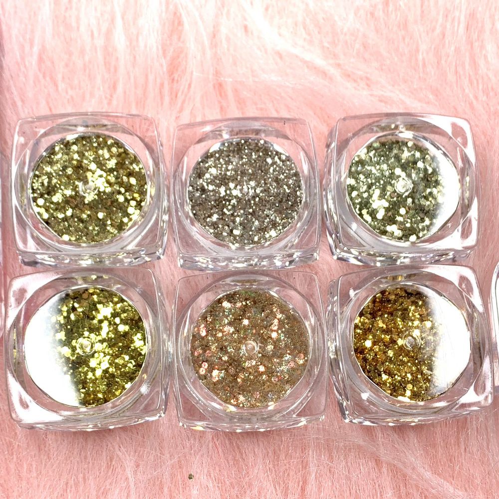 champagne gold mixed sequin glitter jars - 2