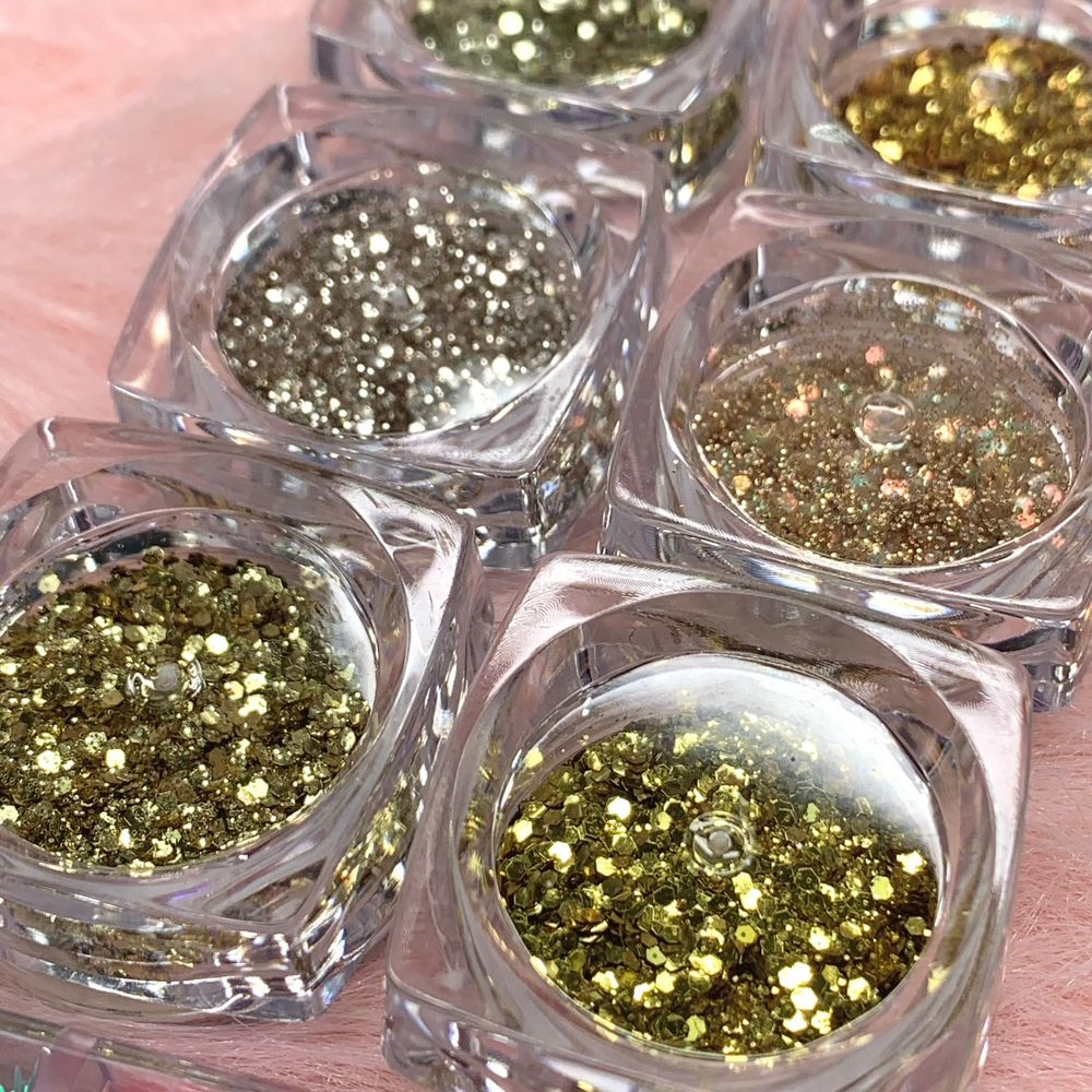 champagne gold mixed sequin glitter jars - 3