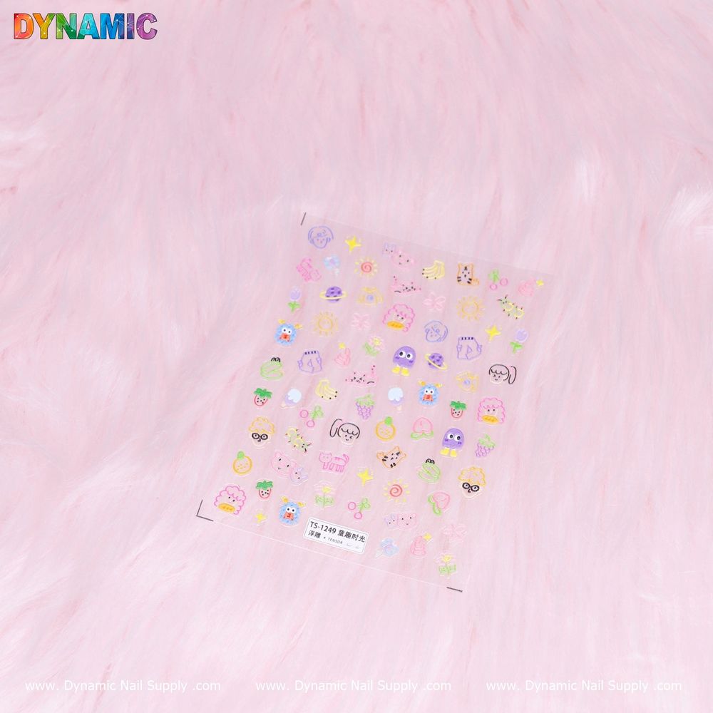 colorful kid hand drawing nail stickers - 2