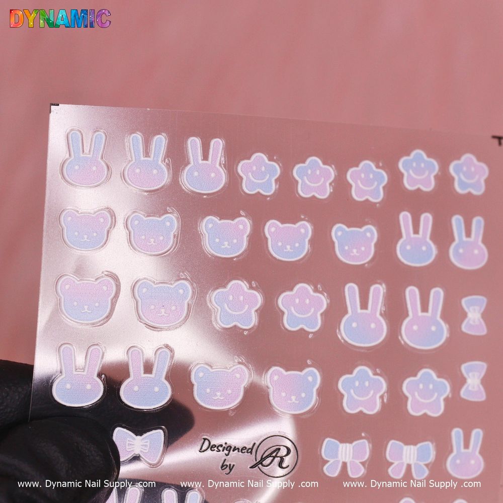 gradient bear and rabbit stickers - 2