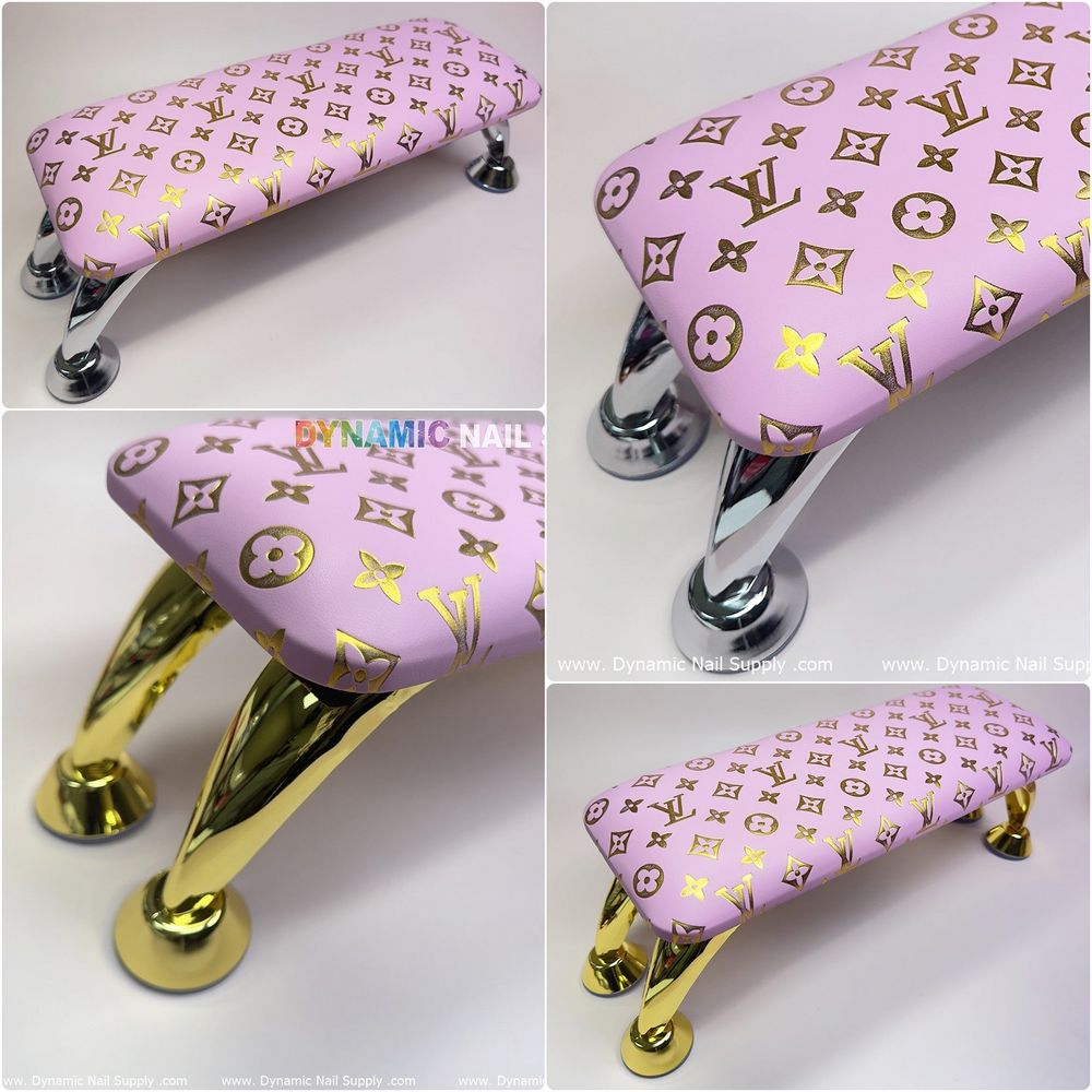 pink LV leather manicure armrest cushion - 2
