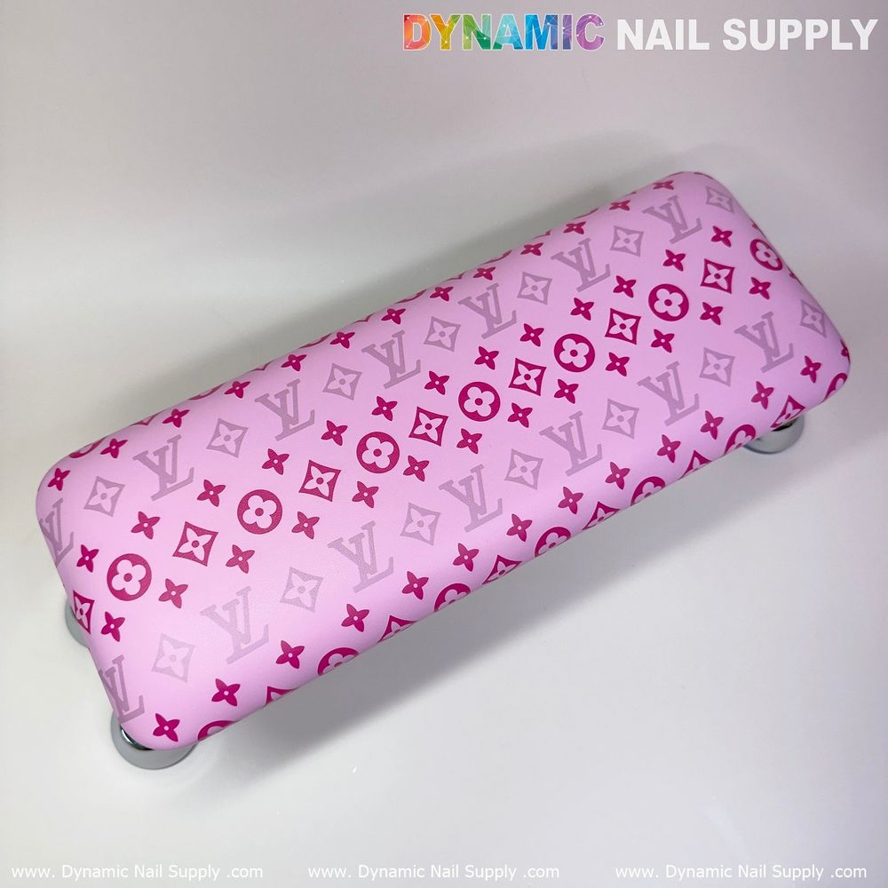 pink LV leather manicure armrest cushion - 3