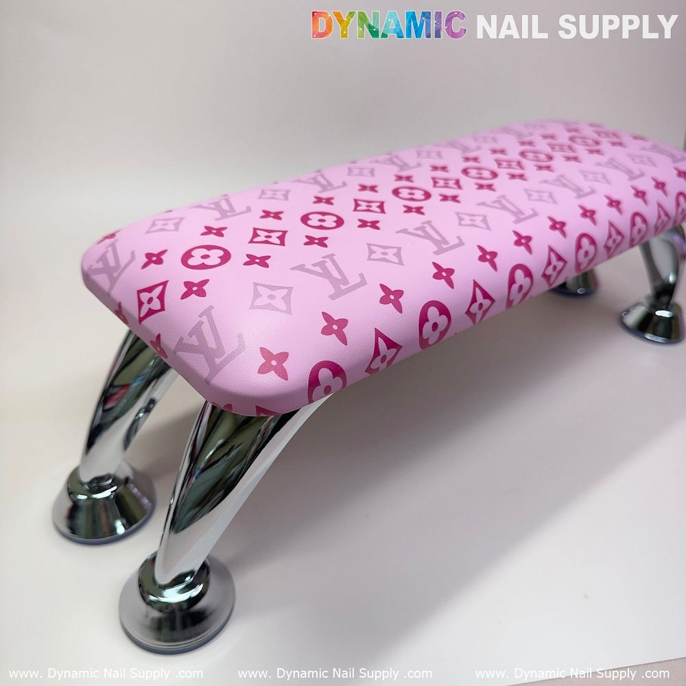 pink LV leather manicure armrest cushion - 4