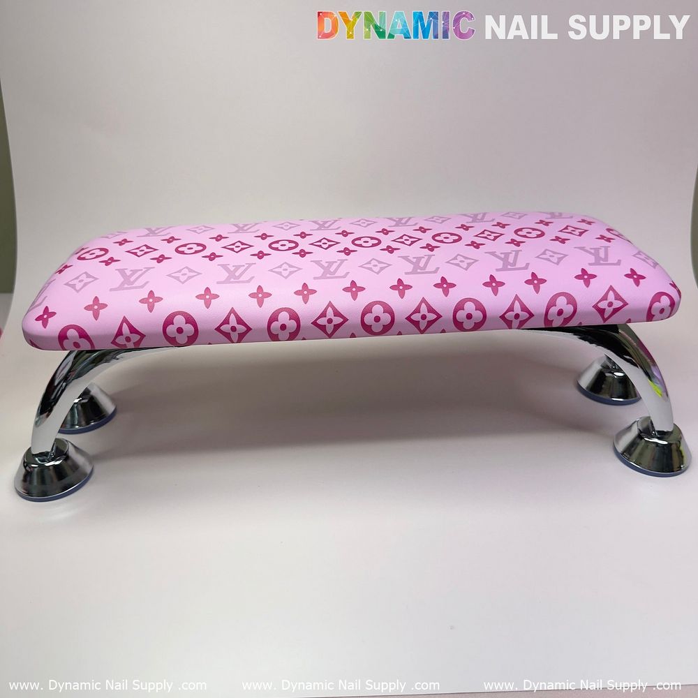 pink LV leather manicure armrest cushion - 5