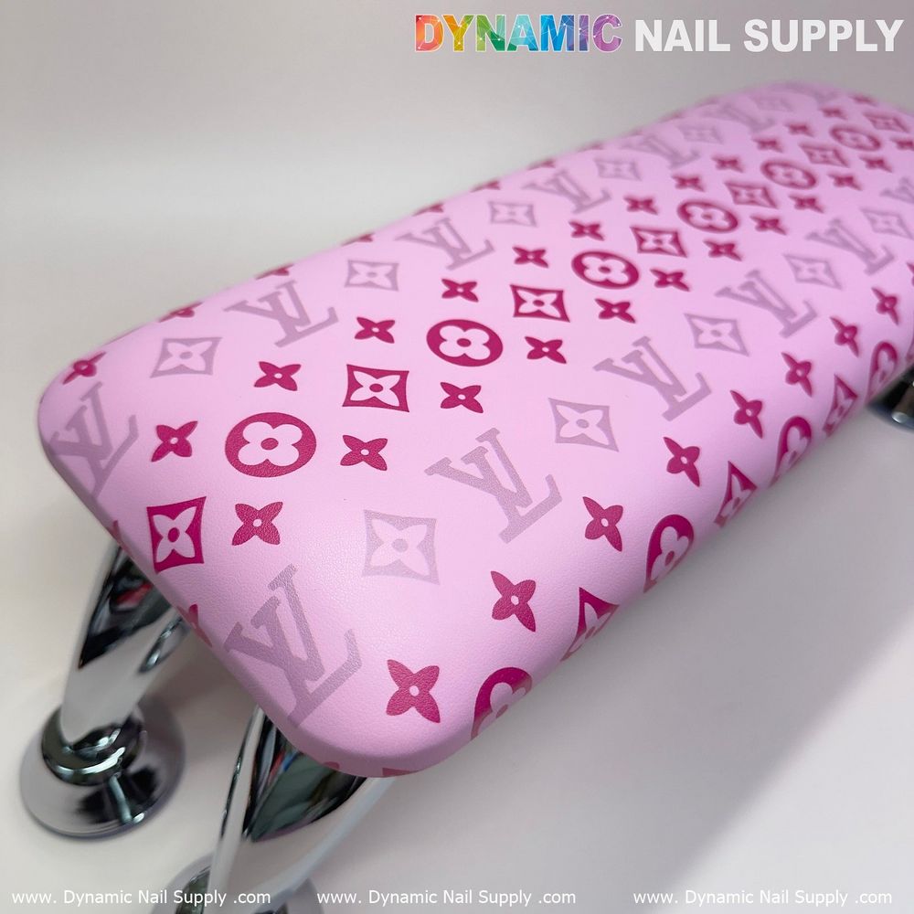 pink LV leather manicure armrest cushion - 6