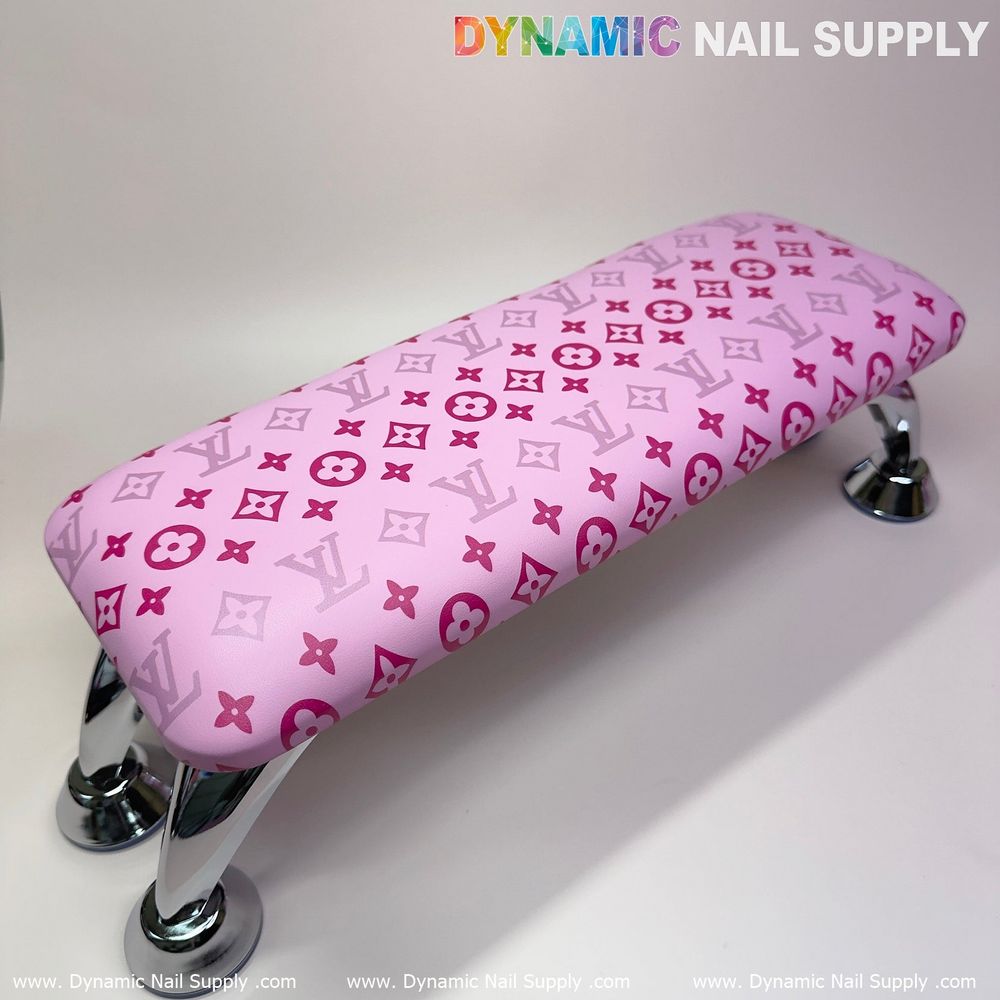 pink LV leather manicure armrest cushion - 7