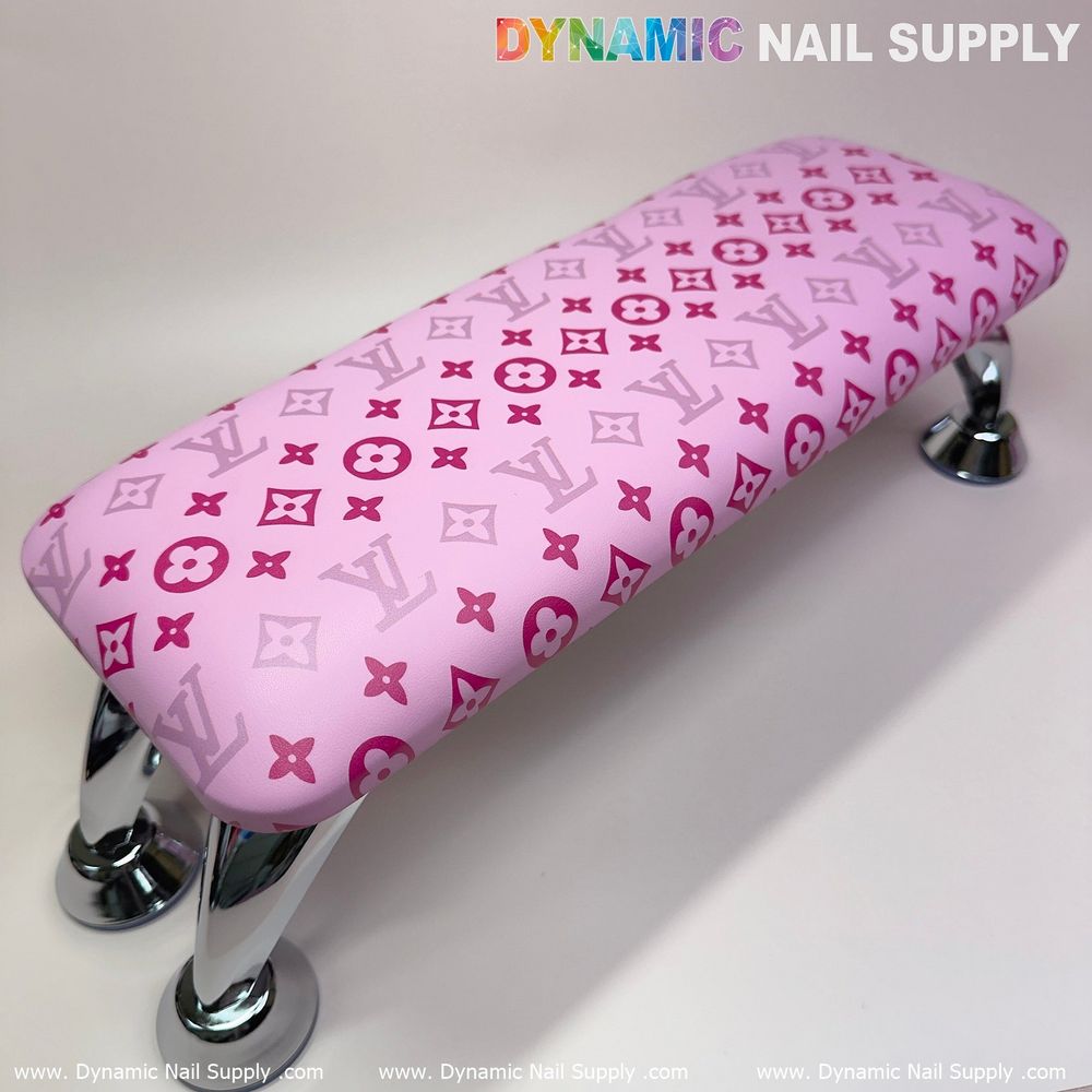pink LV leather manicure armrest cushion - 8