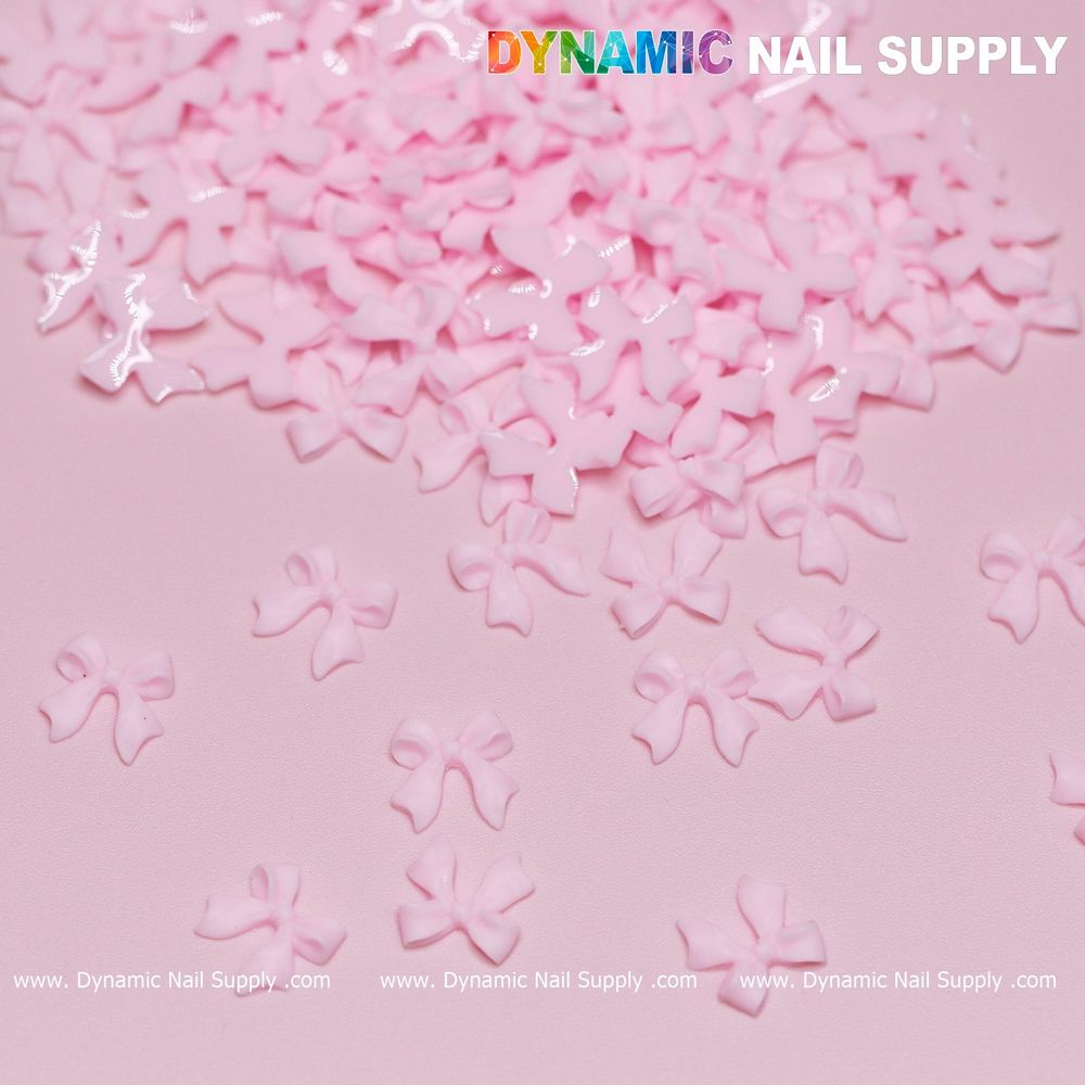 pink resin bow nail charms pack - 10