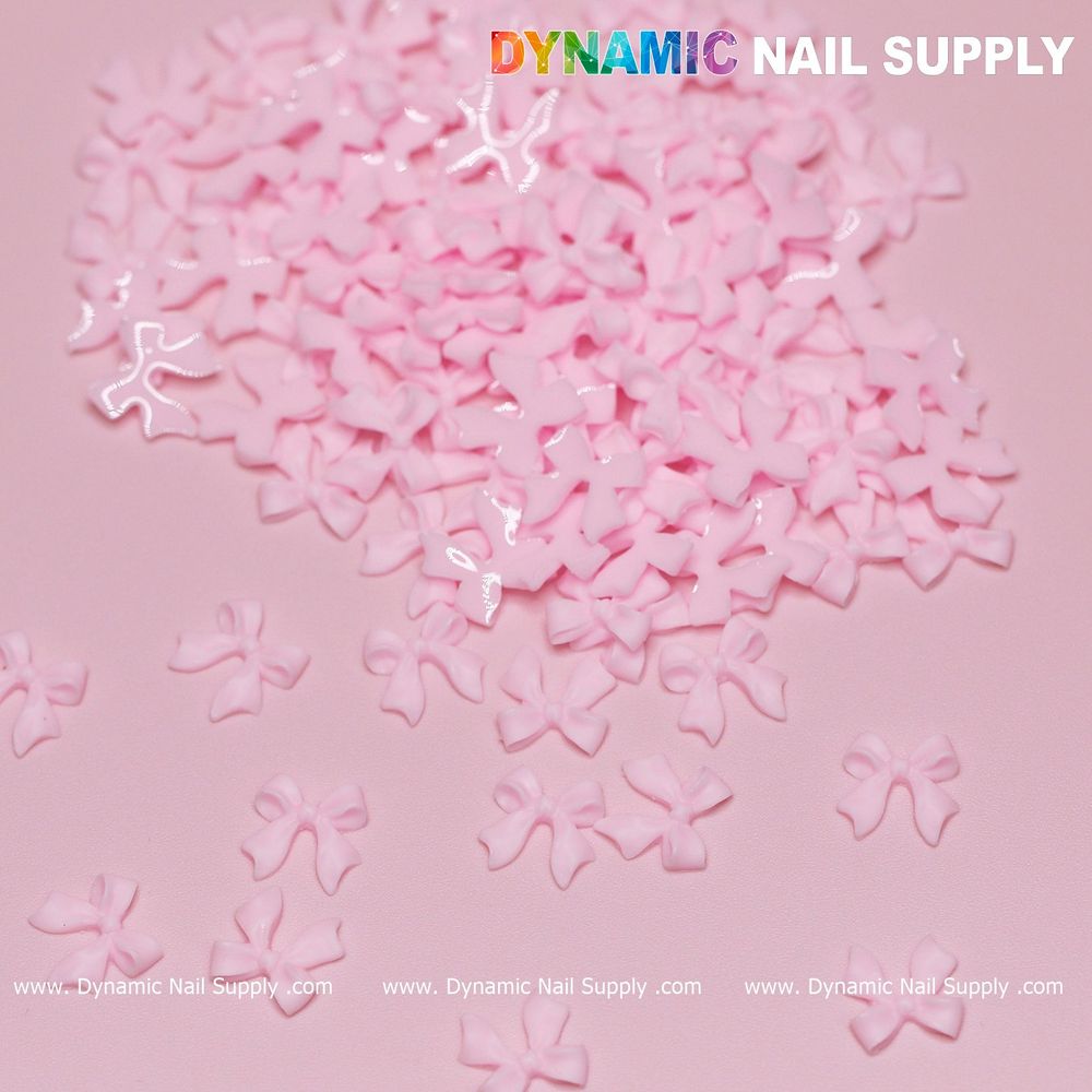 pink resin bow nail charms pack - 11