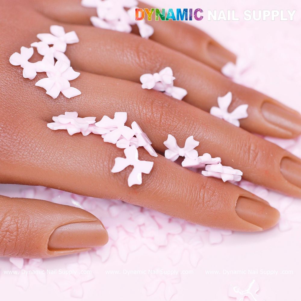 pink resin bow nail charms pack - 2