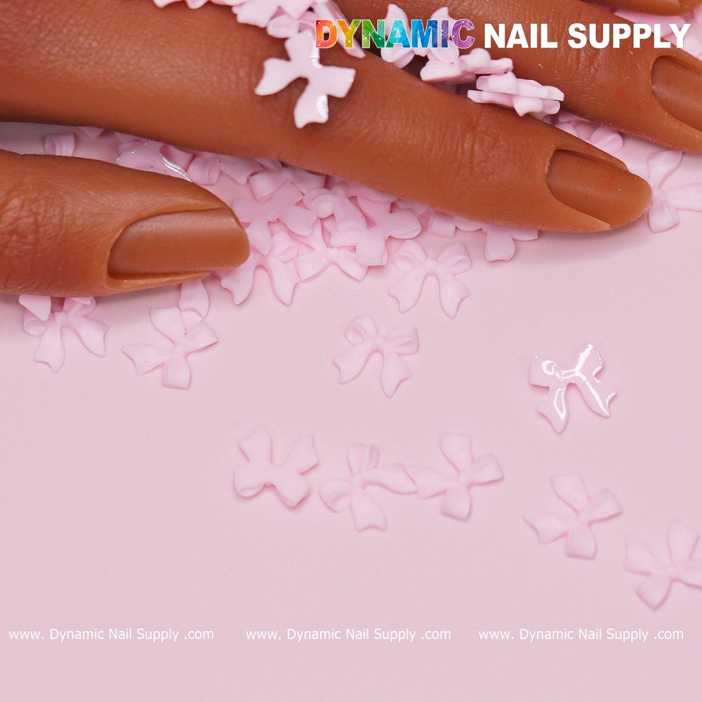 pink resin bow nail charms pack - 3