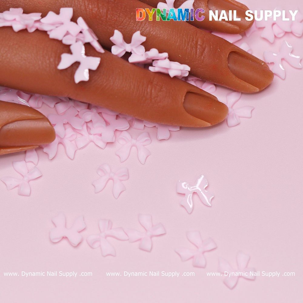 pink resin bow nail charms pack - 4
