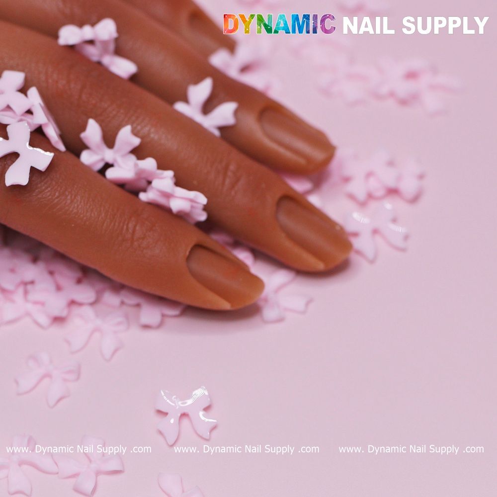pink resin bow nail charms pack - 5