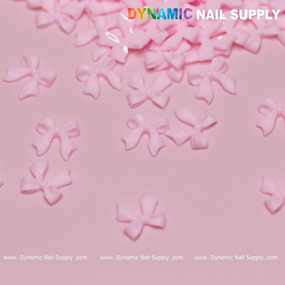 pink resin bow nail charms pack - 7