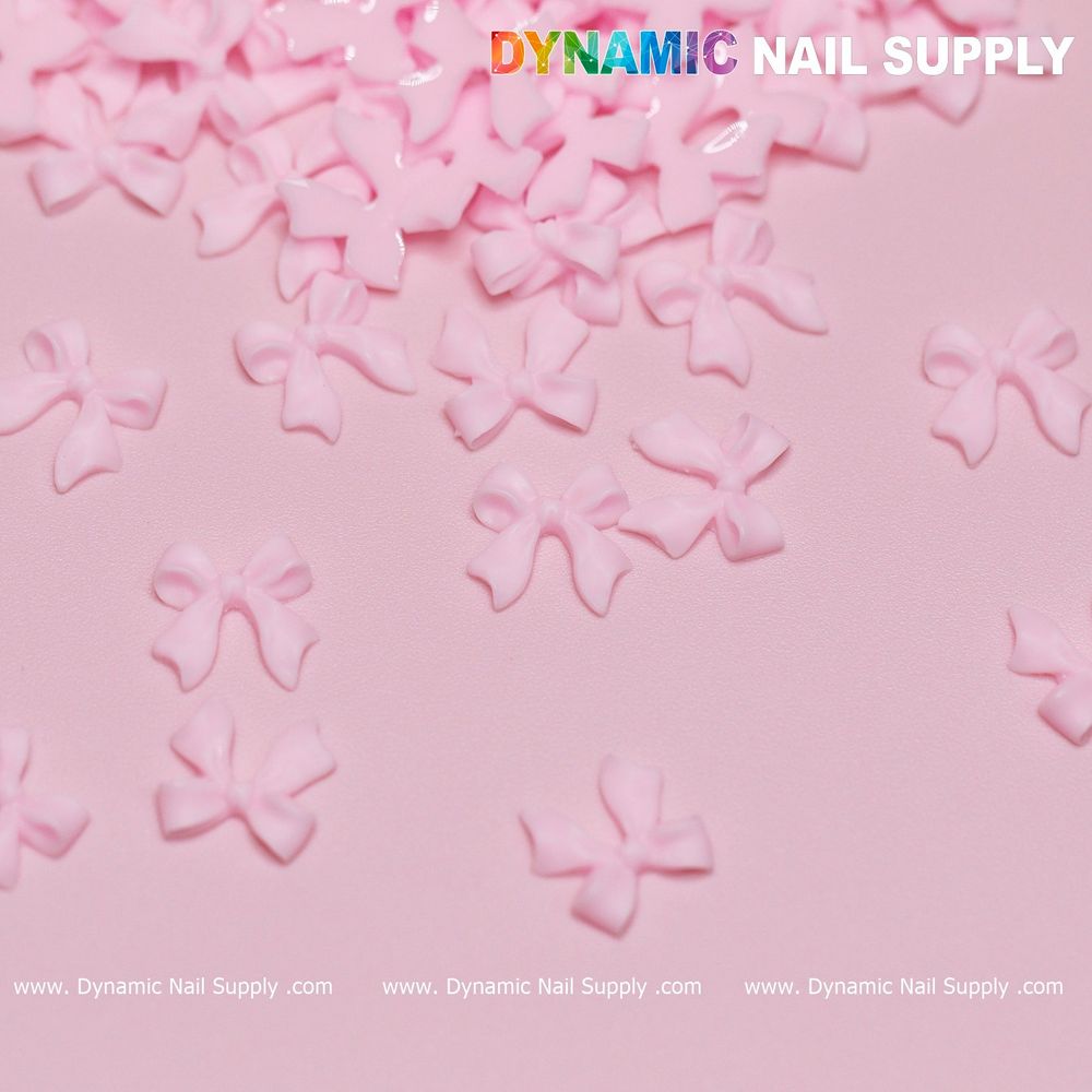 pink resin bow nail charms pack - 9