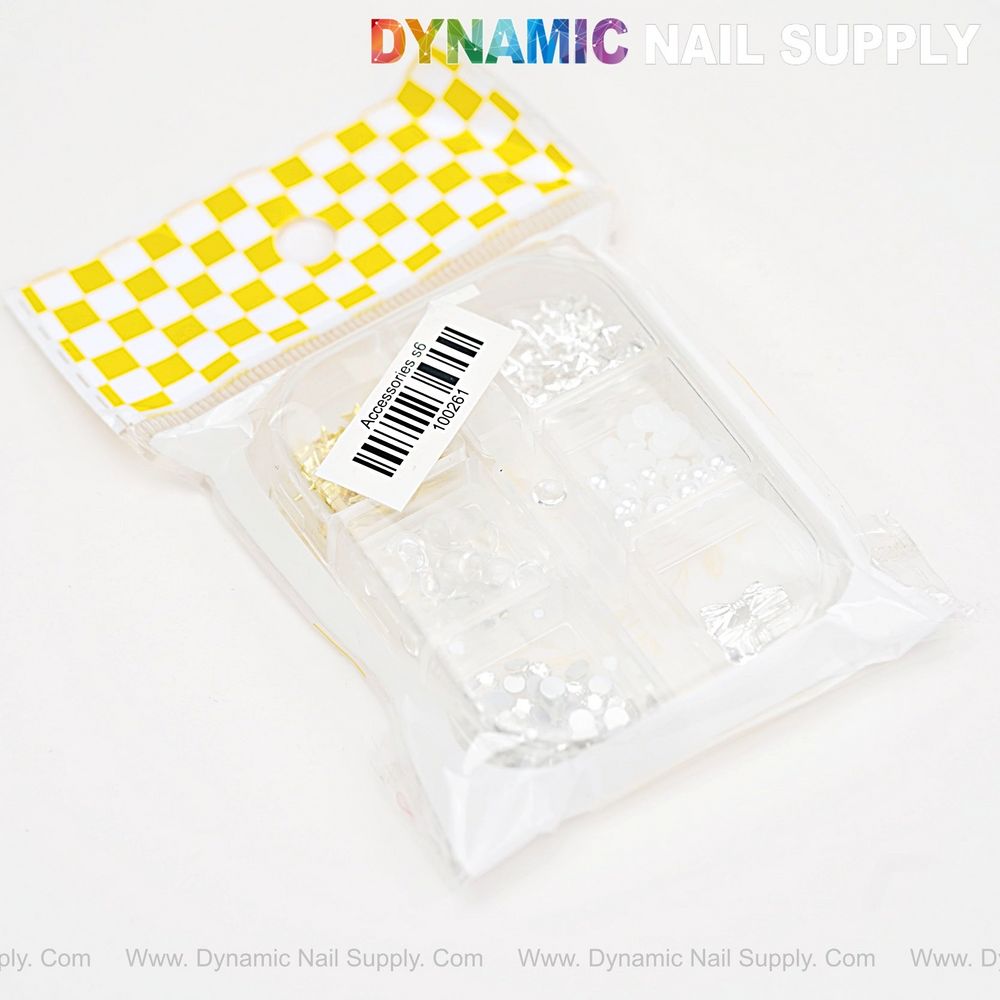 silver star nail charms with clear beads - 5